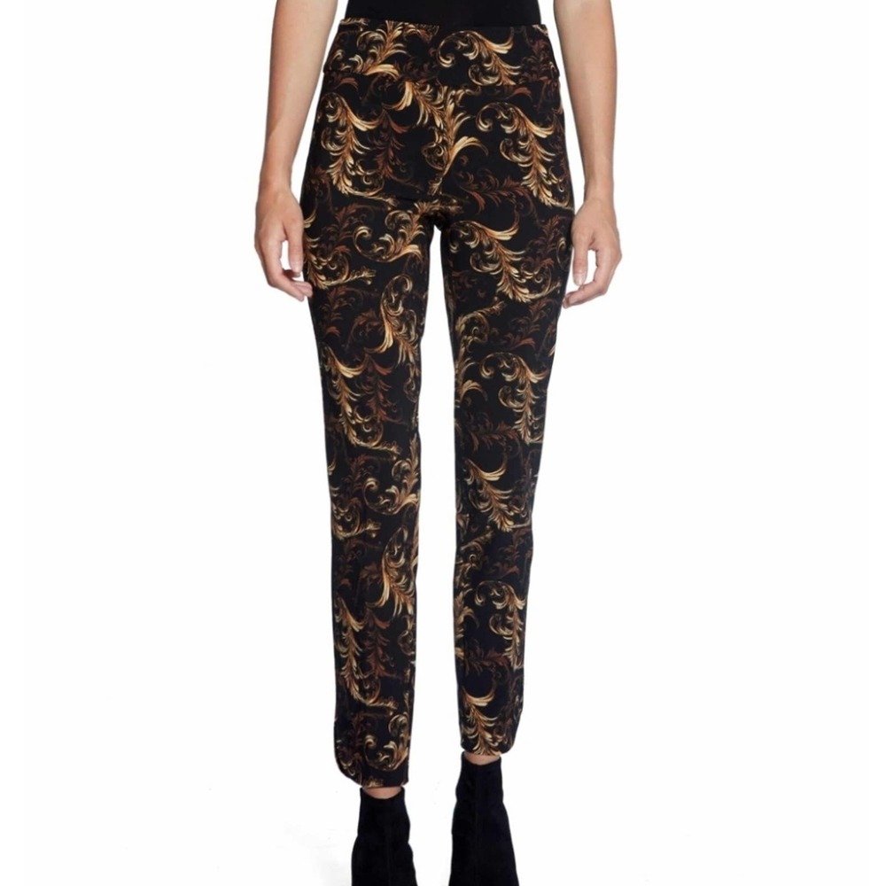 Up! Valentino Petal Slit Pants in Black & Gold - NWT